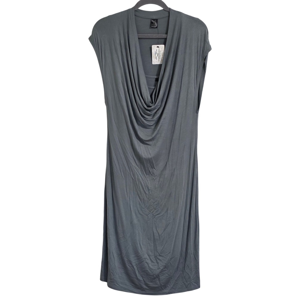 Peruvian Connection Blue Sage Persephone Midi Dress Women Size Large Cowl Neck